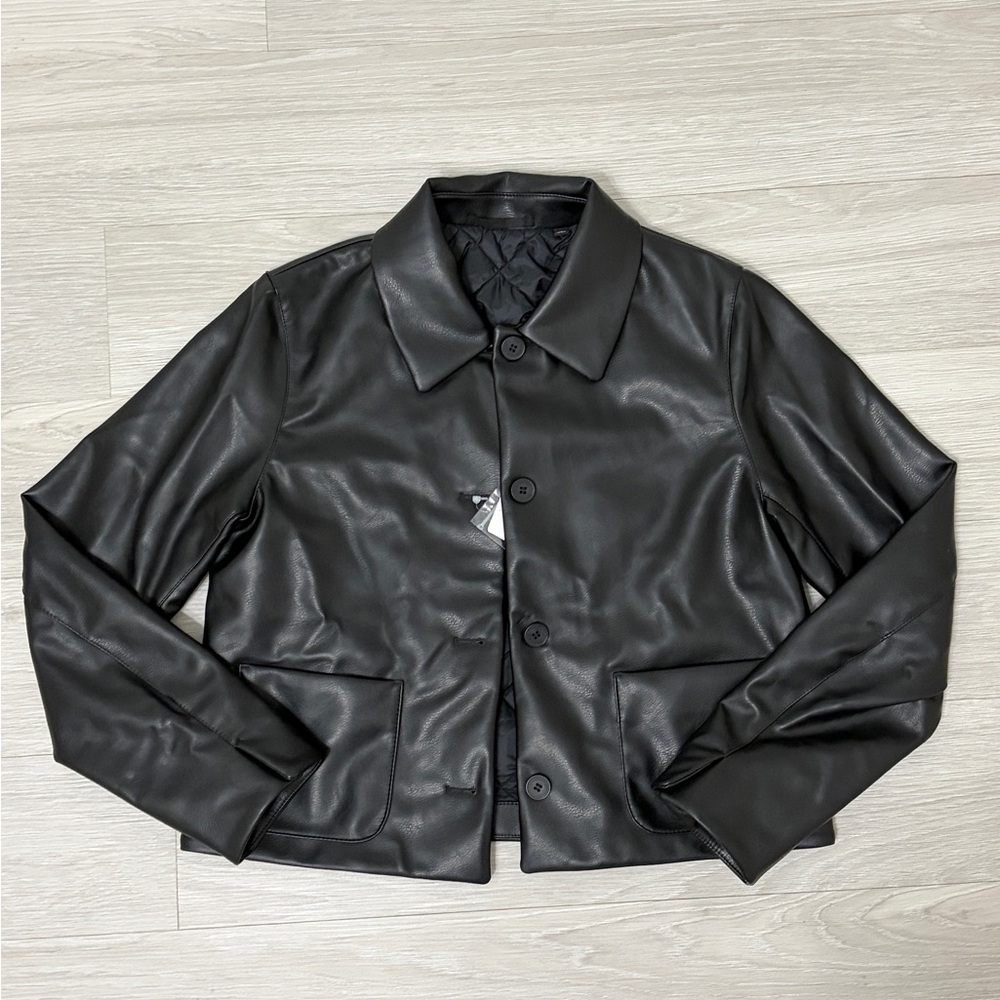 Uniqlo Coated Short Jacket Faux Leather Size: Small NWT